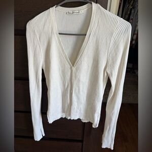 Abercrombie & Fitch Women's Cream Button Down Shirt